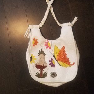 Vintage 70s Dianes Handmade Mushroom Purse Leather